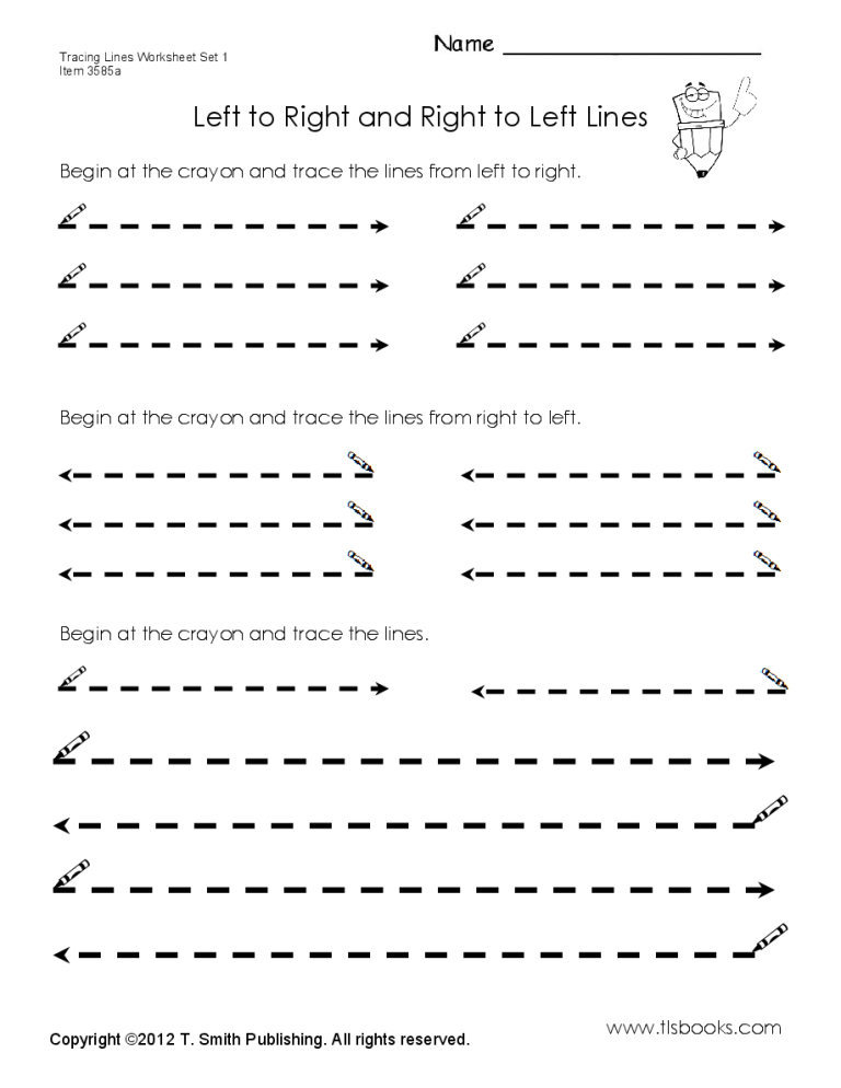 Straight Line Tracing Lines Worksheets For 3 Year Olds