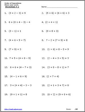 8th Grade Free Algebra Worksheets