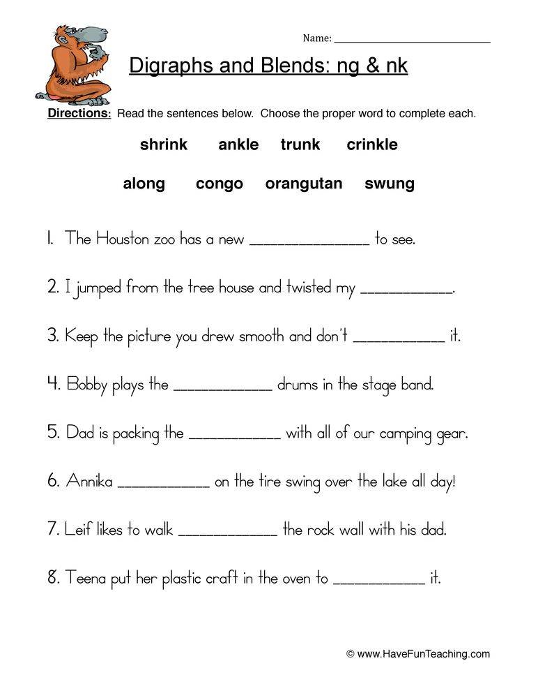 2nd Grade Digraphs Worksheets