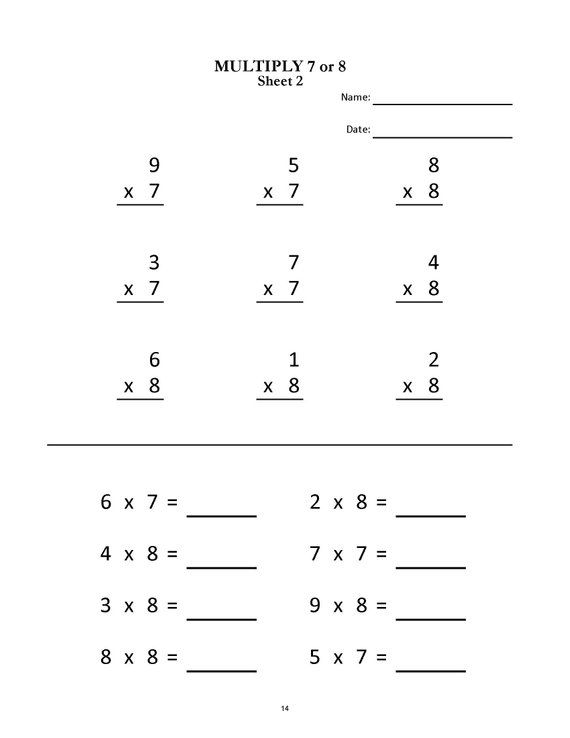 3rd Grade Single Digit Multiplication Worksheets Pdf