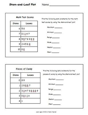 4th Grade Stem And Leaf Plot Worksheets