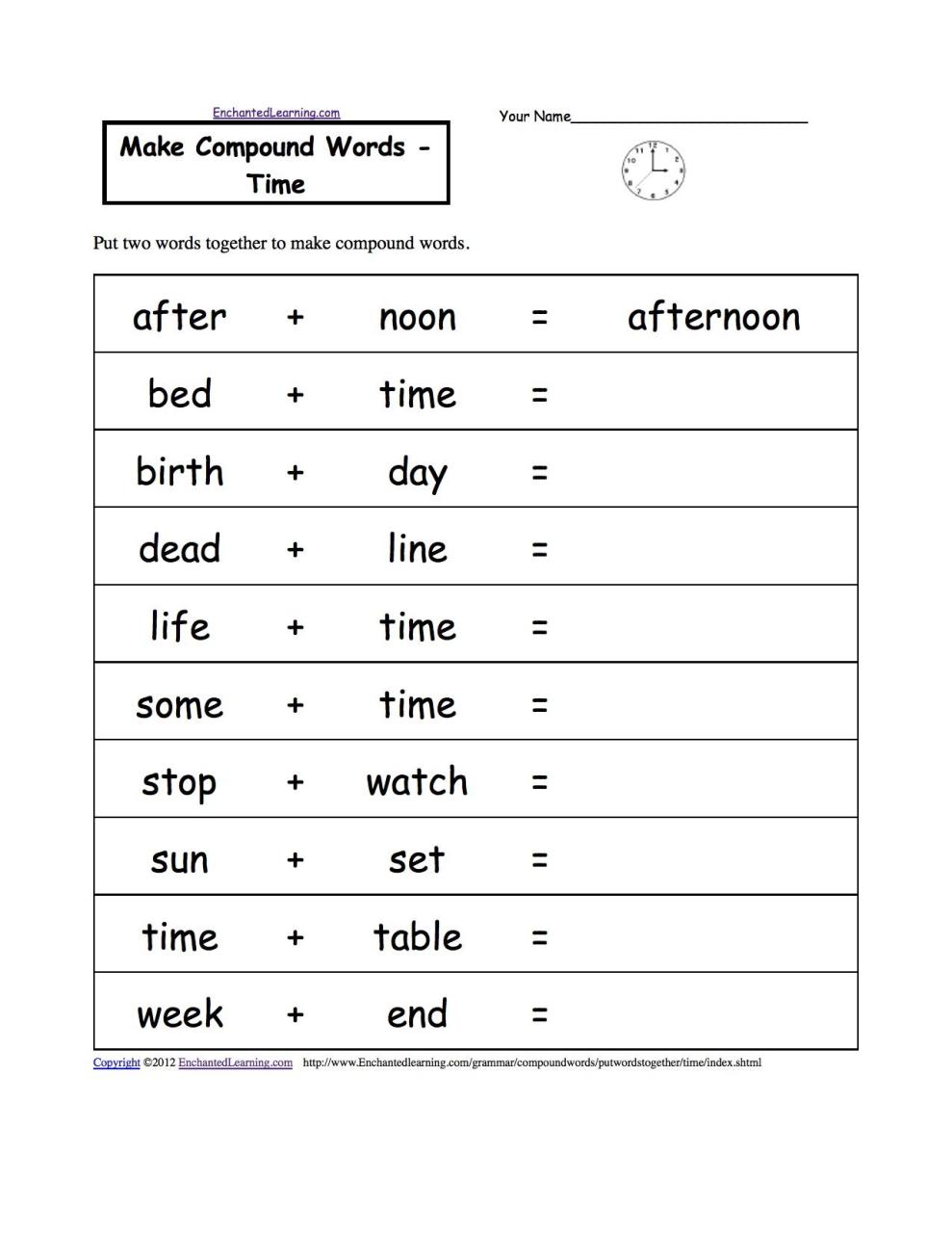 3rd Grade Compound Words Worksheet