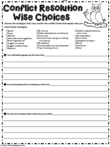 Conflict Resolution Worksheets For Students