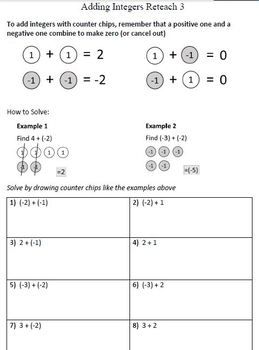 Adding And Subtracting Integers With Counters Worksheet Pdf