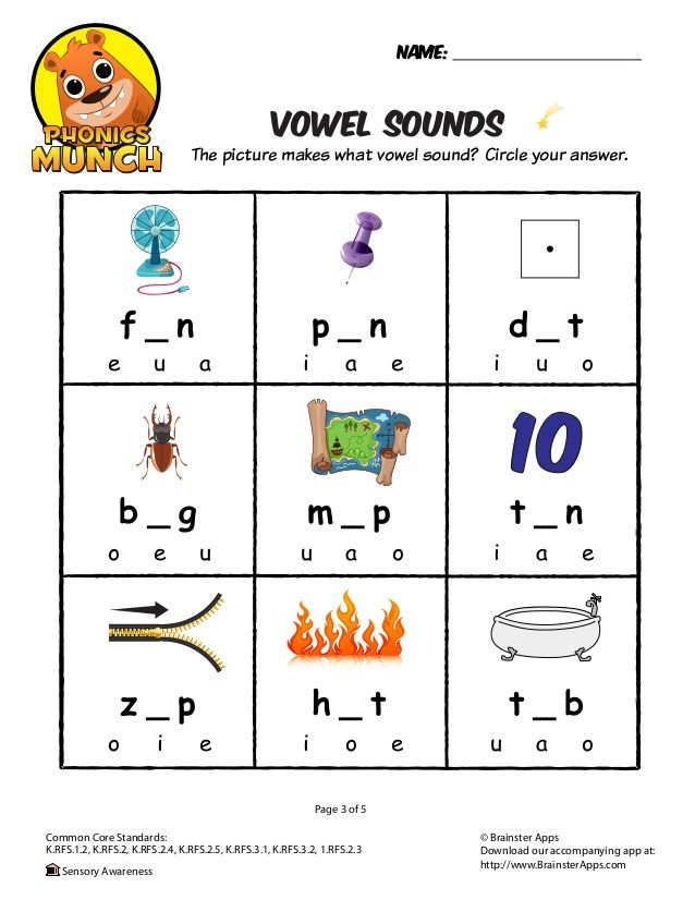 Vowel Phonics Three Letter Words Worksheets