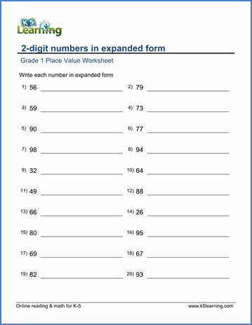 Standard Form Worksheets For Grade 1