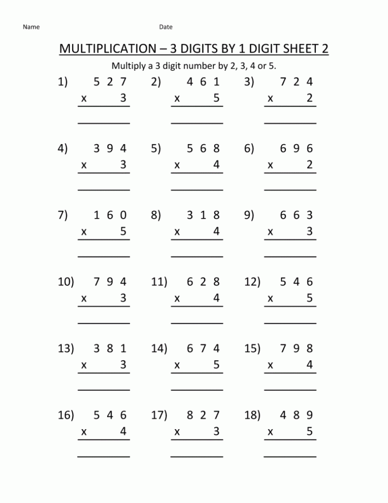 Fourth Grade Math Worksheets With Answer Key