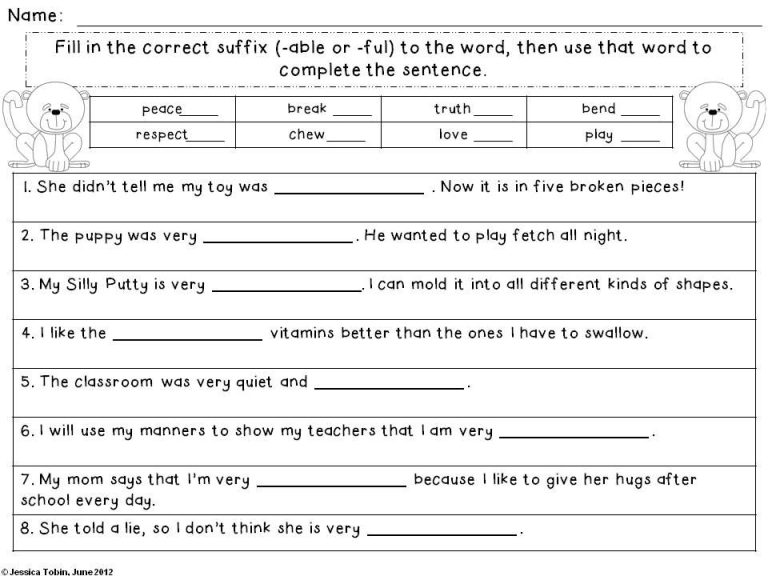 Prefixes And Suffixes Worksheets Grade 6
