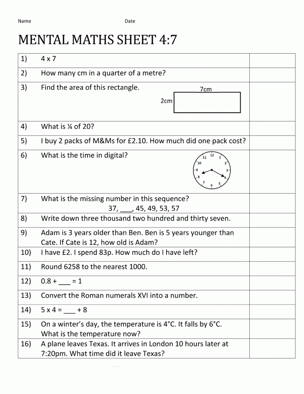 Free English Worksheets For Grade 7