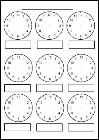 2nd Grade Blank Clock Worksheets