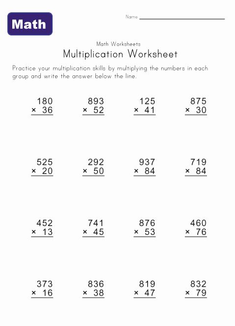 Multiplication Worksheets Grade 5 3 Digit By 2-digit