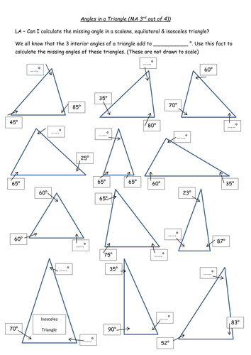 Finding Missing Angles In Triangles Worksheet Doc