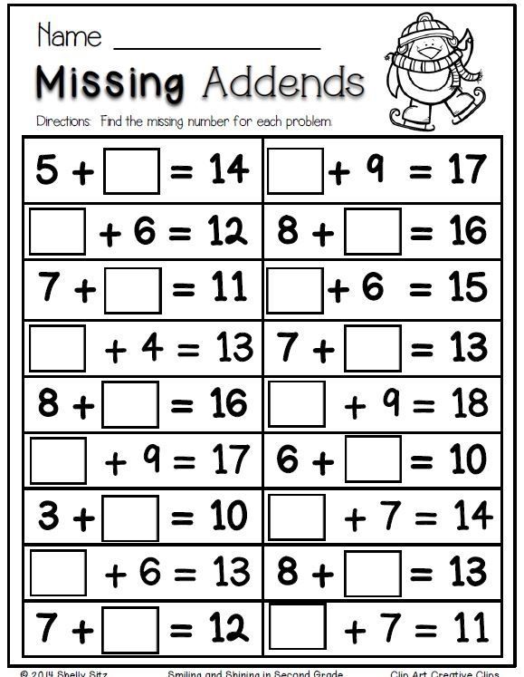 Missing Addend Worksheets For First Grade