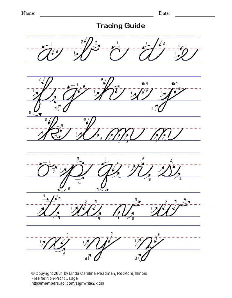Printable Cursive Alphabets Capital And Small Letters Worksheet