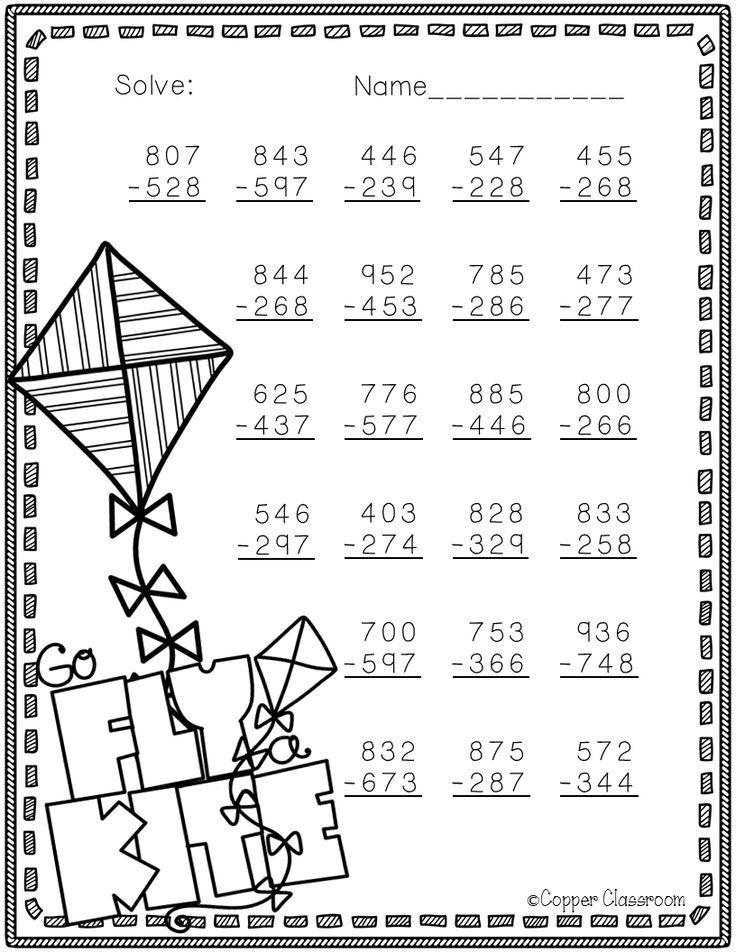 3 Digit Subtraction With Regrouping Worksheets 3rd Grade Printable
