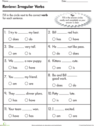 2nd Grade Irregular Verbs Worksheet Pdf