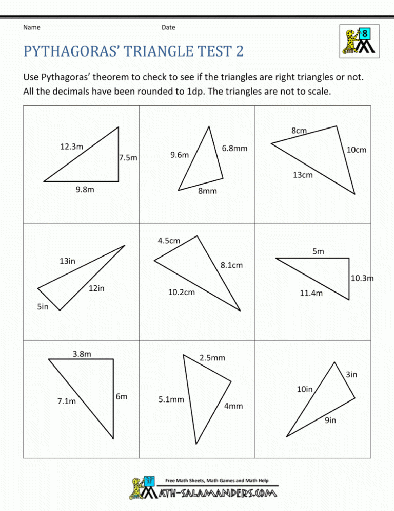 Trigonometry And Pythagoras Worksheet