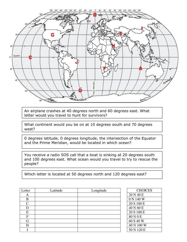 Map Skills Worksheets 7th Grade