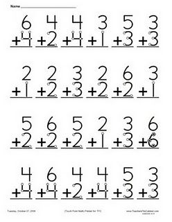 1st Grade Touch Math Addition Worksheets