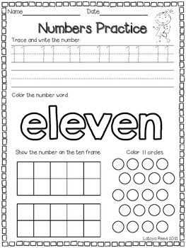 Preschool Number Worksheets 11-20