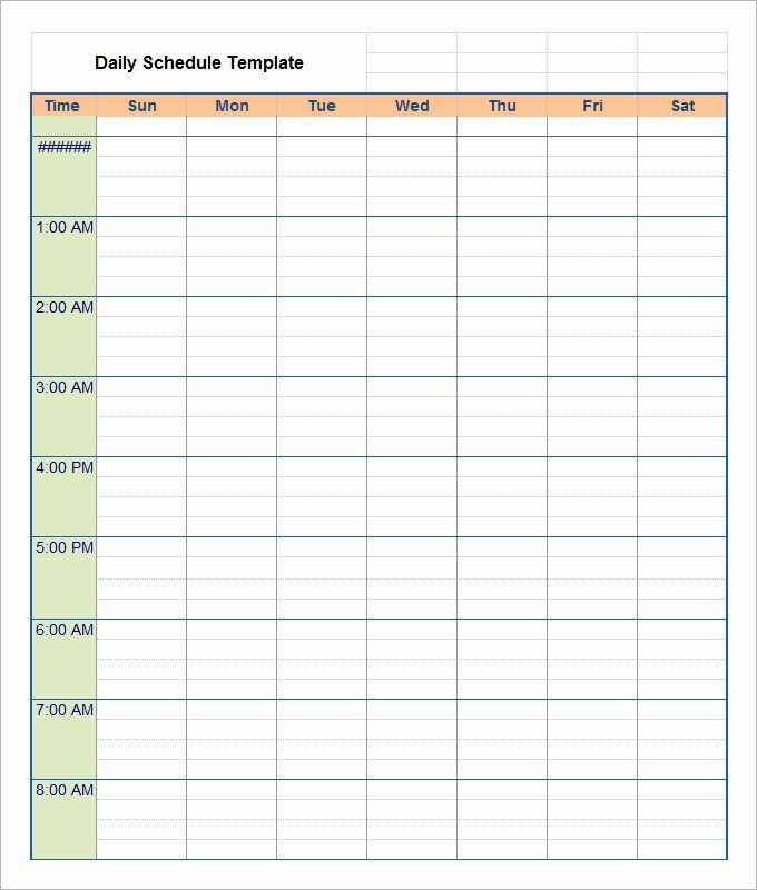 Daily Activities Worksheet Excel