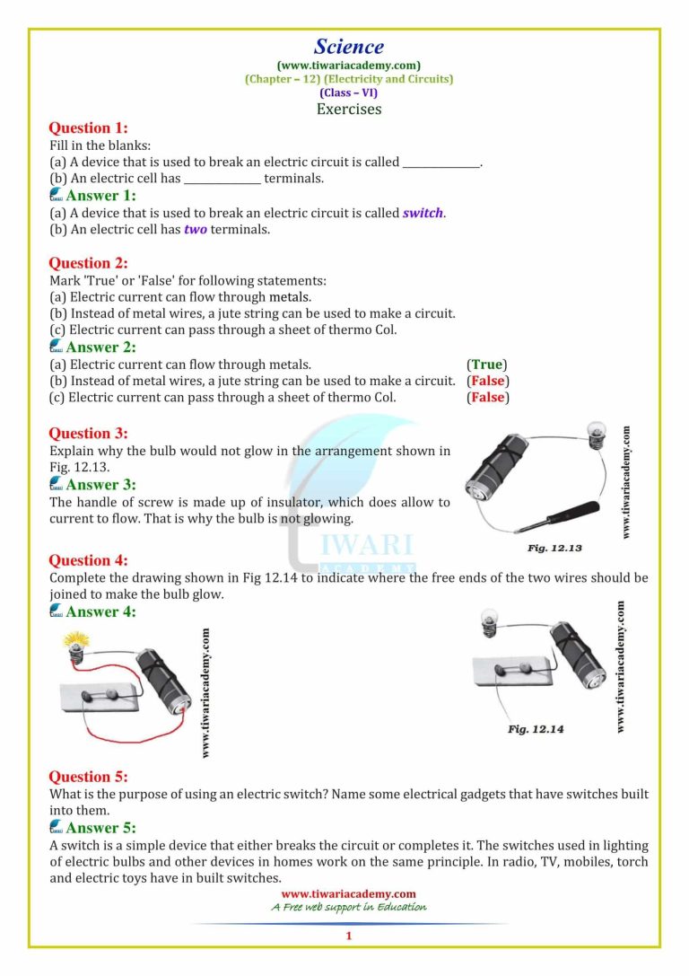 Class 6 Science Worksheets In Hindi