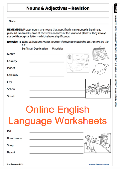 Year 7 English Worksheets