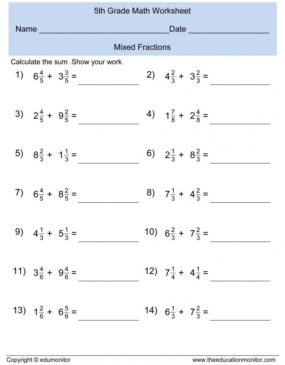 Multiplying Fractions And Mixed Numbers Worksheet