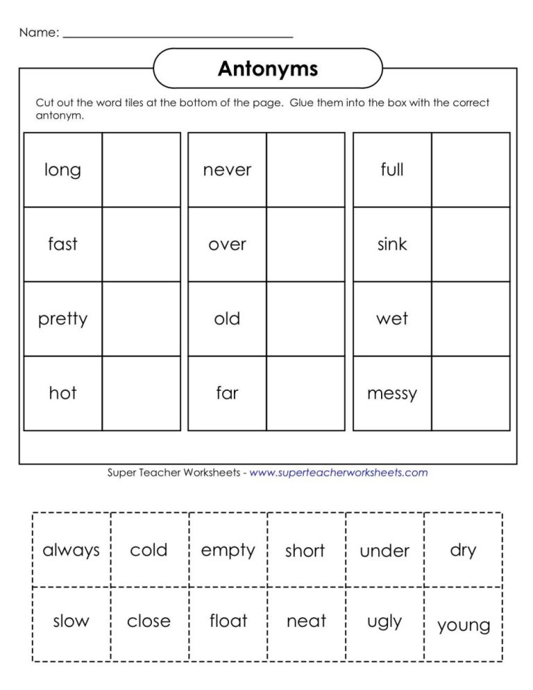 2nd Grade Synonyms And Antonyms Worksheet