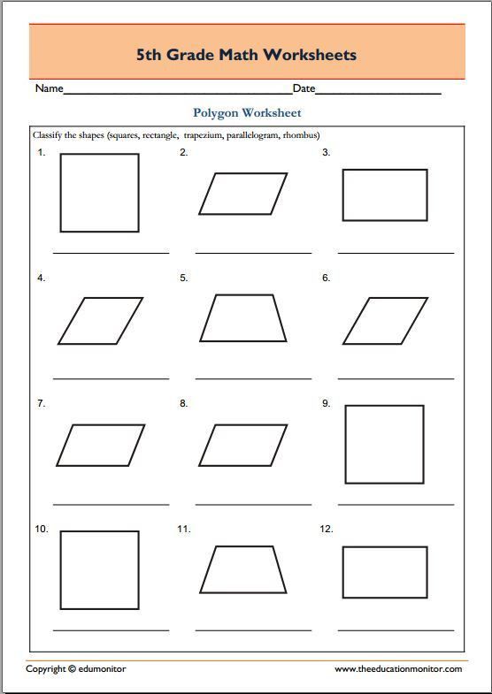 Polygons Worksheet Grade 3