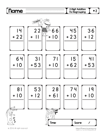 2 Digit Addition Without Regrouping Worksheets Pdf