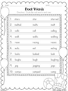2nd Grade Root Words Worksheets