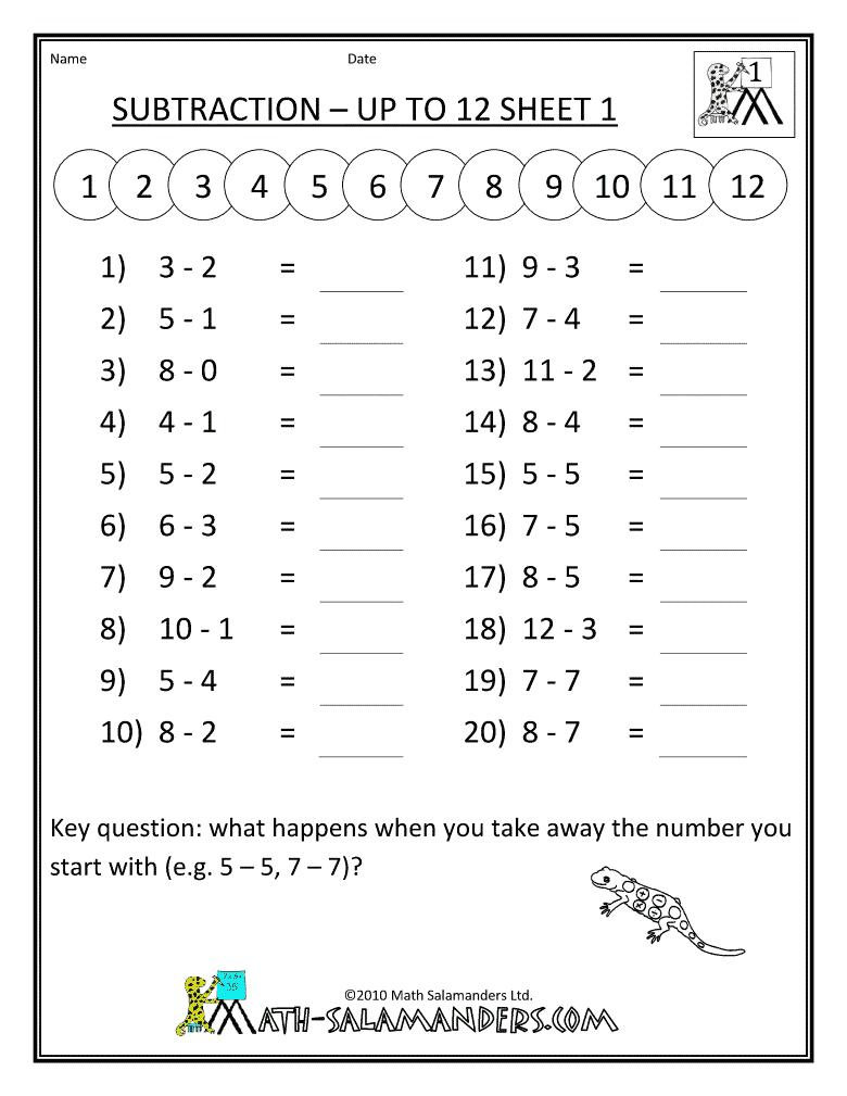 Subtraction Worksheets For Grade 1