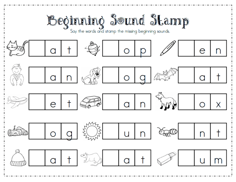 Beginning Sounds Worksheets For Kindergarten Pdf