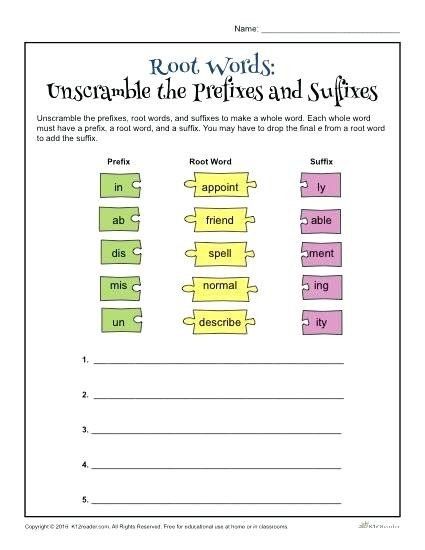 3rd Grade Suffixes Worksheets Pdf