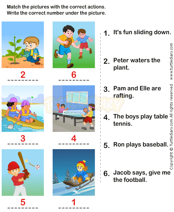 Action Words Worksheet For Kids
