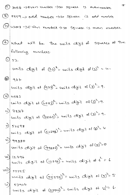 Squares And Square Roots Class 8 Worksheet Cbse