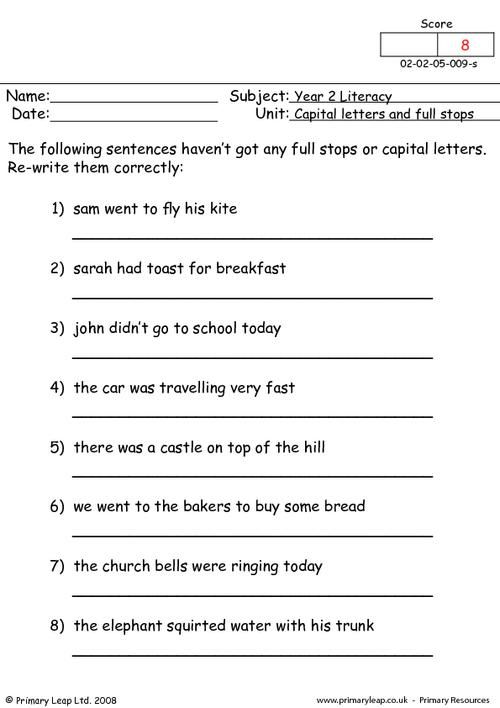 Capital Letters Worksheet 3rd Grade