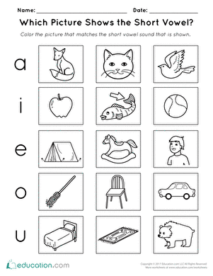 Vowels Worksheets For Toddlers