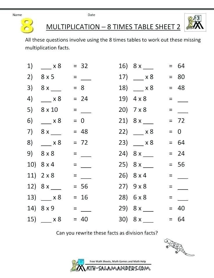 3rd Grade Multiplication Worksheets Pdf