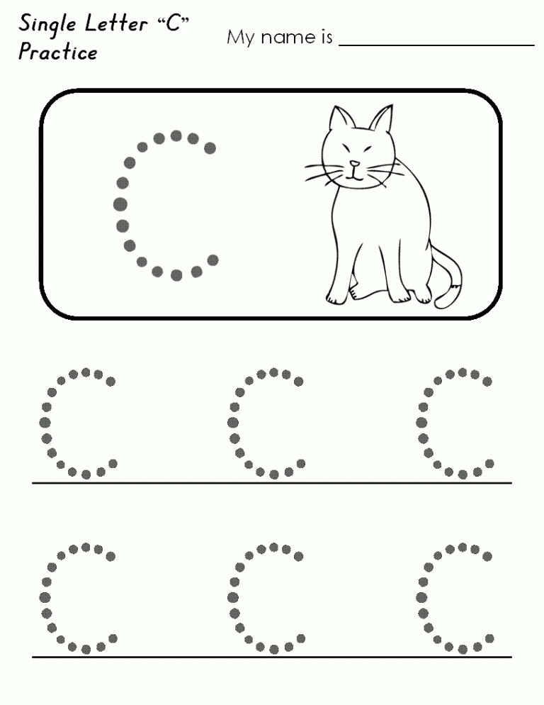 Letter C Worksheets For 3 Year Olds