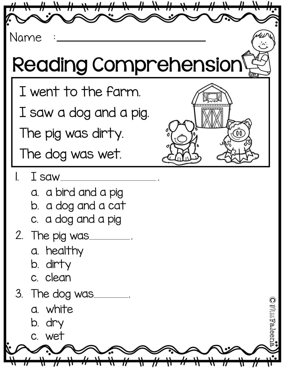 Free Reading Comprehension Worksheets For Kindergarten