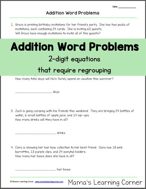 3 Digit Addition Word Problems