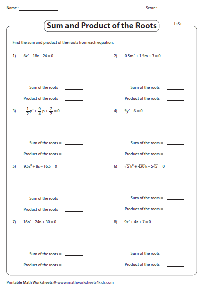 Solving Quadratic Equations Worksheet All Methods