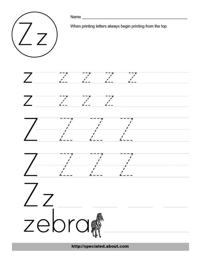 Letter Z Worksheets Printable