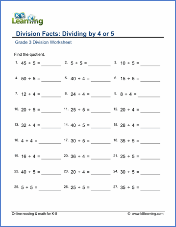 Maths Worksheet For Class 3 Division