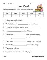 Long Vowel Sounds Worksheets For Grade 3