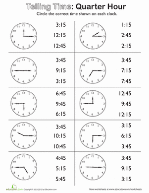2nd Grade Math Worksheets Telling Time