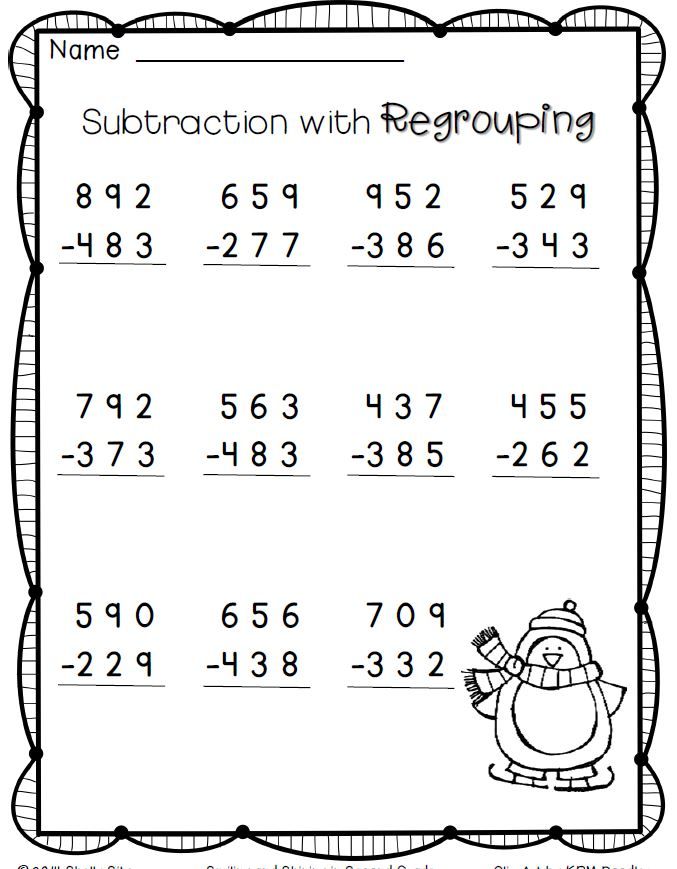2nd Grade Math Worksheets 3 Digit Subtraction With Regrouping