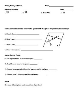 1.1 Points Lines And Planes Worksheet Answer Key